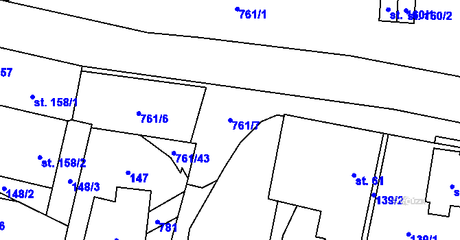 Parcela st. 761/7 v KÚ Jarošov u Litomyšle, Katastrální mapa