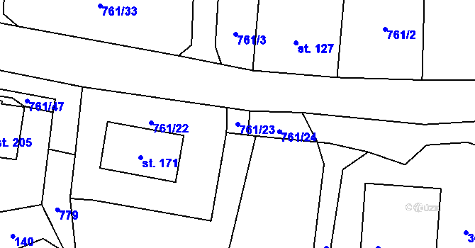 Parcela st. 761/23 v KÚ Jarošov u Litomyšle, Katastrální mapa