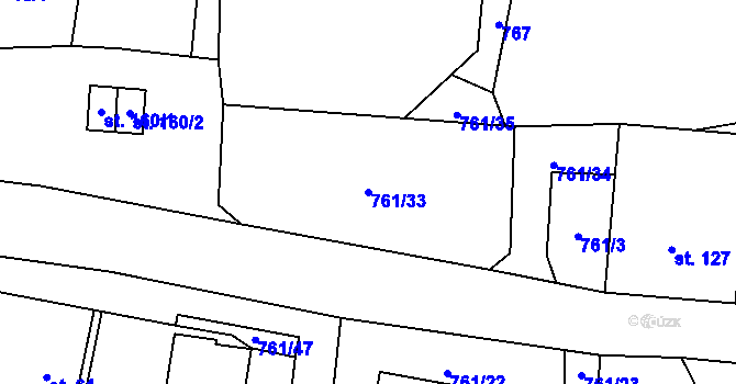 Parcela st. 761/33 v KÚ Jarošov u Litomyšle, Katastrální mapa