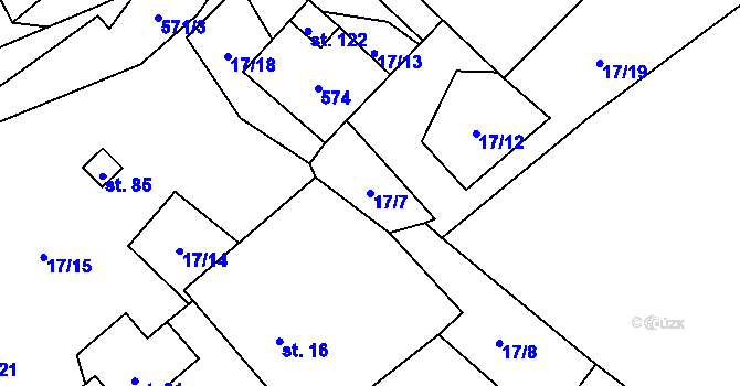 Parcela st. 17/7 v KÚ Nová Ves u Jarošova, Katastrální mapa