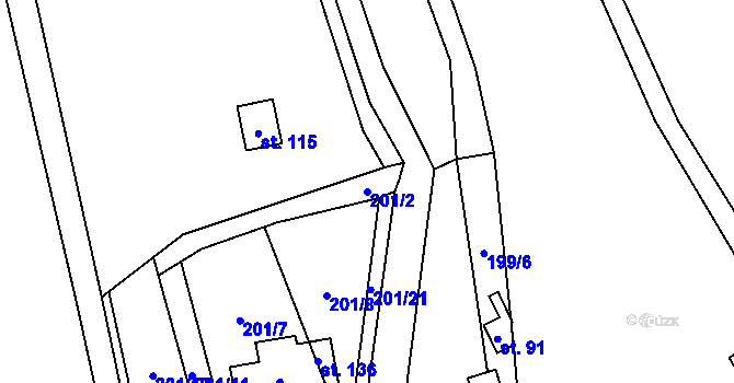 Parcela st. 201/2 v KÚ Nová Ves u Jarošova, Katastrální mapa