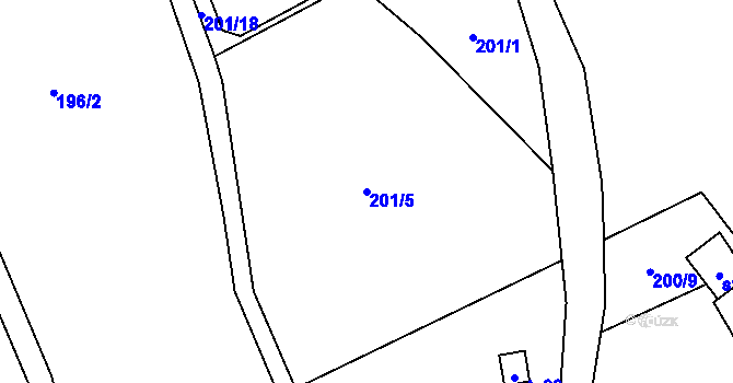 Parcela st. 201/5 v KÚ Nová Ves u Jarošova, Katastrální mapa