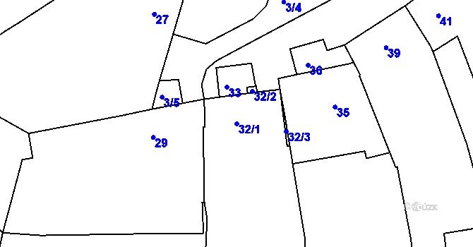 Parcela st. 32/1 v KÚ Jarošov u Uherského Hradiště, Katastrální mapa