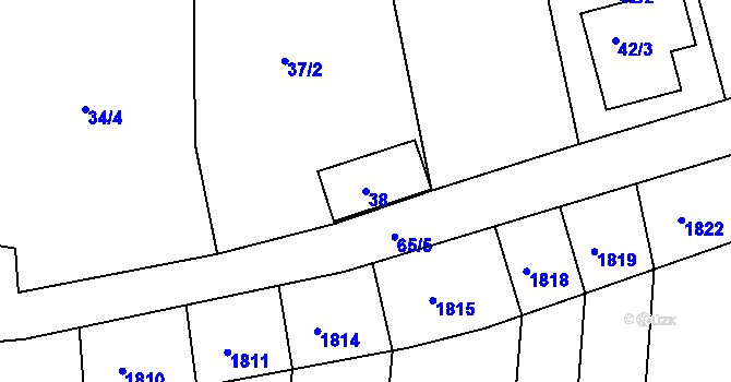Parcela st. 38 v KÚ Jarošov u Uherského Hradiště, Katastrální mapa