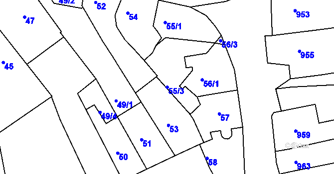 Parcela st. 55/3 v KÚ Jarošov u Uherského Hradiště, Katastrální mapa
