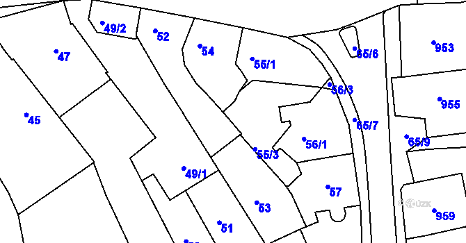 Parcela st. 55/4 v KÚ Jarošov u Uherského Hradiště, Katastrální mapa