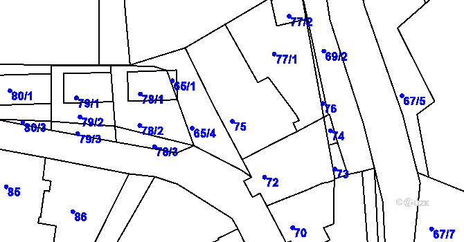 Parcela st. 75 v KÚ Jarošov u Uherského Hradiště, Katastrální mapa