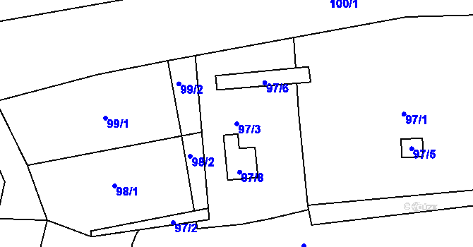 Parcela st. 97/3 v KÚ Jarošov u Uherského Hradiště, Katastrální mapa