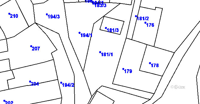 Parcela st. 181/1 v KÚ Jarošov u Uherského Hradiště, Katastrální mapa