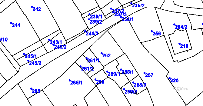 Parcela st. 262 v KÚ Jarošov u Uherského Hradiště, Katastrální mapa