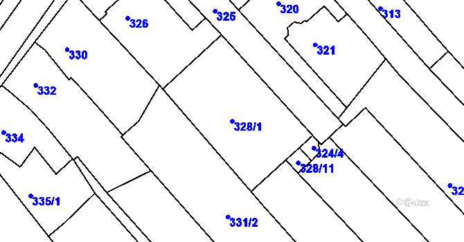 Parcela st. 328/1 v KÚ Jarošov u Uherského Hradiště, Katastrální mapa