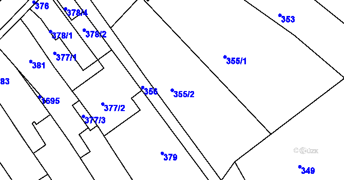Parcela st. 355/2 v KÚ Jarošov u Uherského Hradiště, Katastrální mapa
