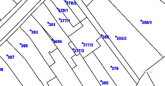 Parcela st. 377/2 v KÚ Jarošov u Uherského Hradiště, Katastrální mapa