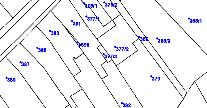 Parcela st. 377/3 v KÚ Jarošov u Uherského Hradiště, Katastrální mapa