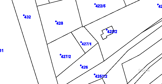 Parcela st. 427/1 v KÚ Jarošov u Uherského Hradiště, Katastrální mapa