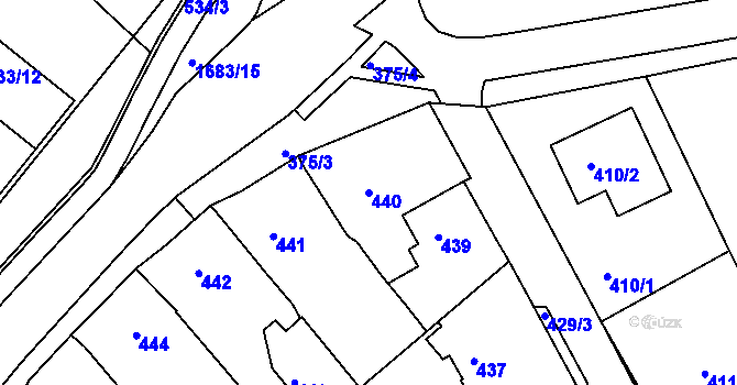Parcela st. 440 v KÚ Jarošov u Uherského Hradiště, Katastrální mapa