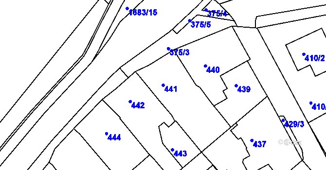 Parcela st. 441 v KÚ Jarošov u Uherského Hradiště, Katastrální mapa