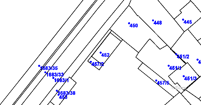 Parcela st. 452 v KÚ Jarošov u Uherského Hradiště, Katastrální mapa