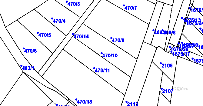 Parcela st. 470/10 v KÚ Jarošov u Uherského Hradiště, Katastrální mapa