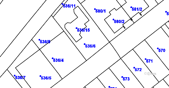 Parcela st. 536/6 v KÚ Jarošov u Uherského Hradiště, Katastrální mapa