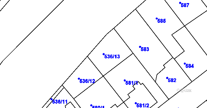 Parcela st. 536/13 v KÚ Jarošov u Uherského Hradiště, Katastrální mapa