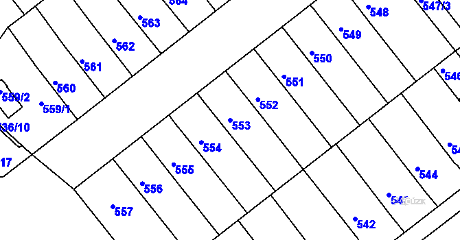 Parcela st. 553 v KÚ Jarošov u Uherského Hradiště, Katastrální mapa