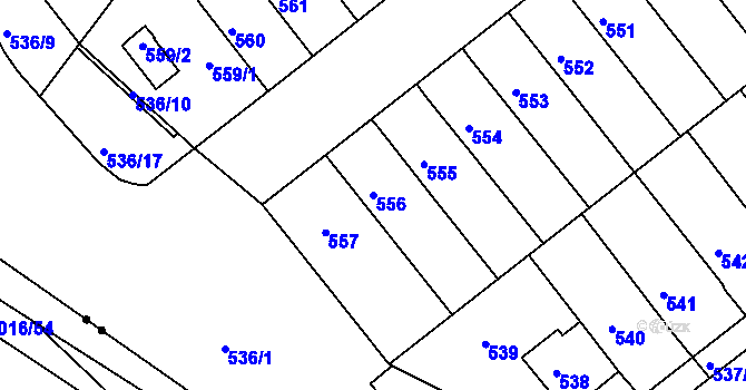 Parcela st. 556 v KÚ Jarošov u Uherského Hradiště, Katastrální mapa