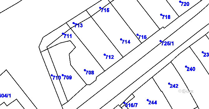 Parcela st. 712 v KÚ Jarošov u Uherského Hradiště, Katastrální mapa