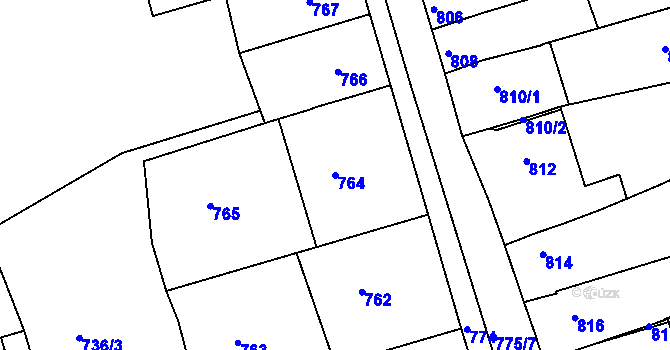 Parcela st. 764 v KÚ Jarošov u Uherského Hradiště, Katastrální mapa