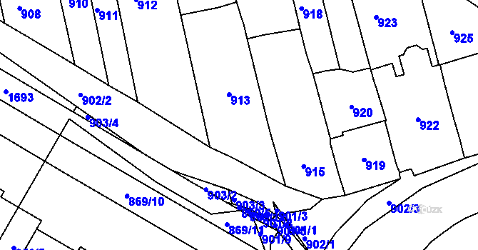 Parcela st. 913 v KÚ Jarošov u Uherského Hradiště, Katastrální mapa