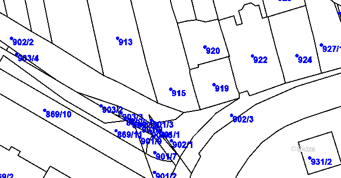 Parcela st. 915 v KÚ Jarošov u Uherského Hradiště, Katastrální mapa