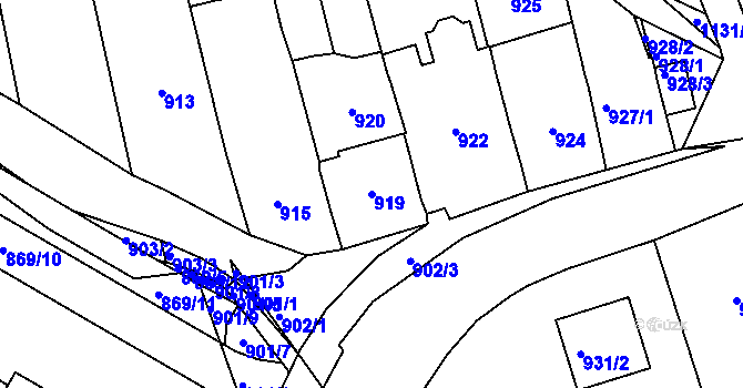 Parcela st. 919 v KÚ Jarošov u Uherského Hradiště, Katastrální mapa