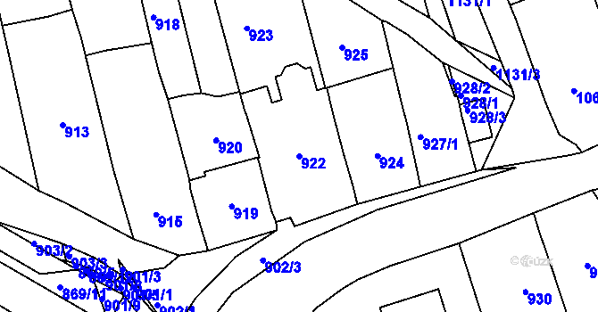 Parcela st. 922 v KÚ Jarošov u Uherského Hradiště, Katastrální mapa