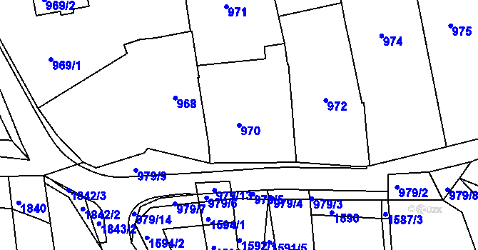 Parcela st. 970 v KÚ Jarošov u Uherského Hradiště, Katastrální mapa