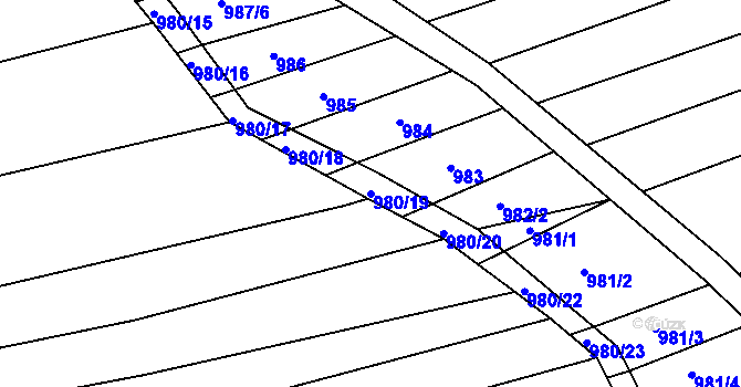 Parcela st. 980/19 v KÚ Jarošov u Uherského Hradiště, Katastrální mapa