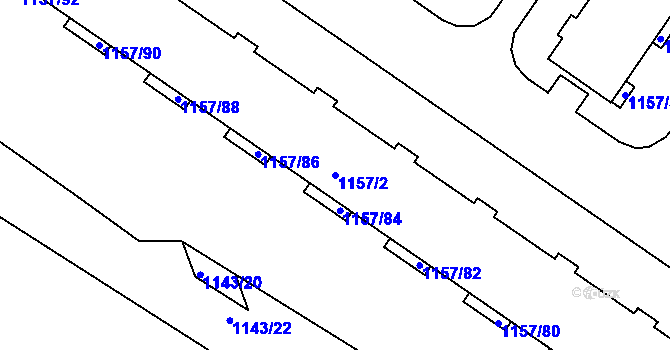 Parcela st. 1157/2 v KÚ Jarošov u Uherského Hradiště, Katastrální mapa