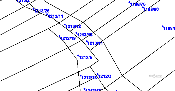 Parcela st. 1212/1 v KÚ Jarošov u Uherského Hradiště, Katastrální mapa
