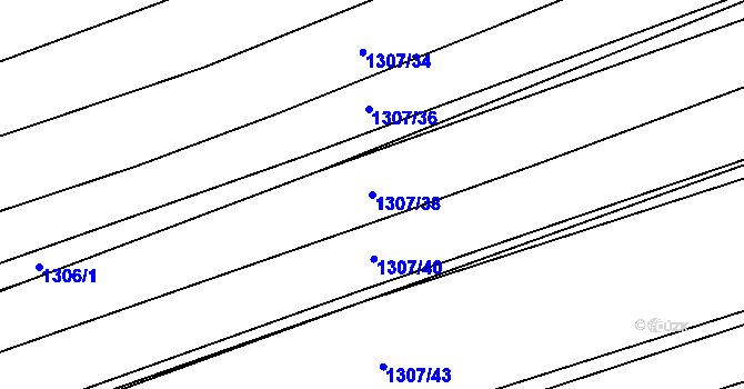 Parcela st. 1307/38 v KÚ Jarošov u Uherského Hradiště, Katastrální mapa