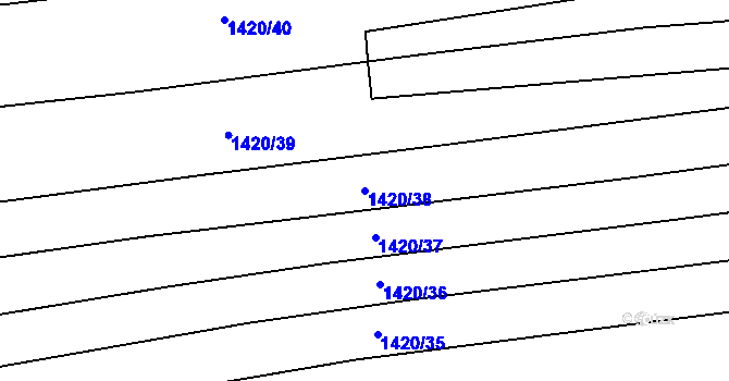 Parcela st. 1420/38 v KÚ Jarošov u Uherského Hradiště, Katastrální mapa