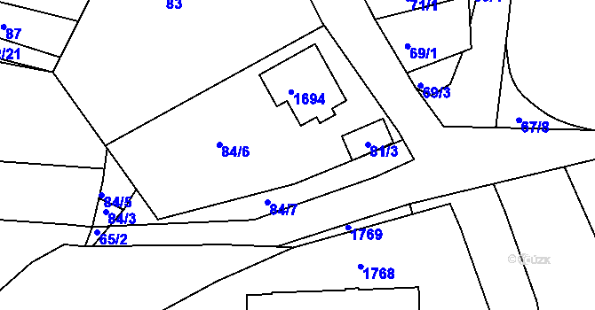 Parcela st. 81/2 v KÚ Jarošov u Uherského Hradiště, Katastrální mapa