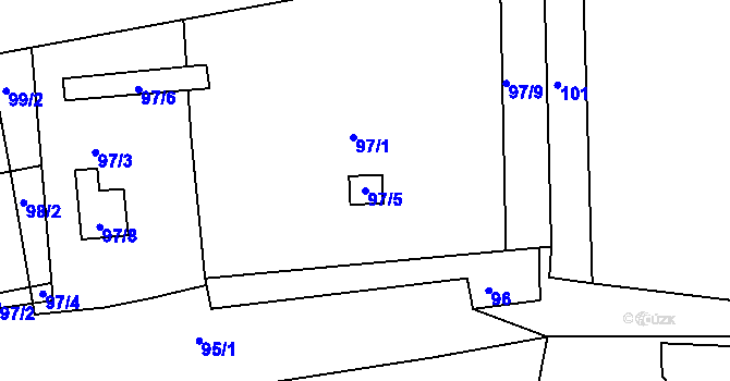 Parcela st. 97/5 v KÚ Jarošov u Uherského Hradiště, Katastrální mapa