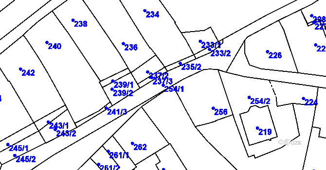 Parcela st. 254/1 v KÚ Jarošov u Uherského Hradiště, Katastrální mapa