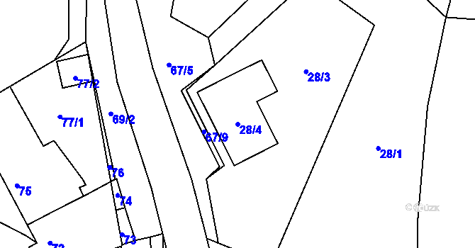 Parcela st. 28/4 v KÚ Jarošov u Uherského Hradiště, Katastrální mapa