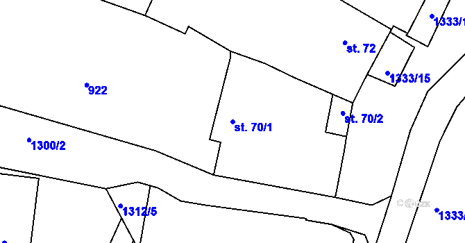 Parcela st. 70/1 v KÚ Jarošov nad Nežárkou, Katastrální mapa