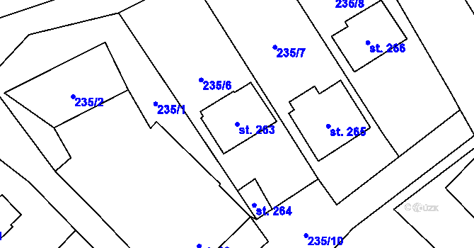 Parcela st. 263 v KÚ Jarošov nad Nežárkou, Katastrální mapa