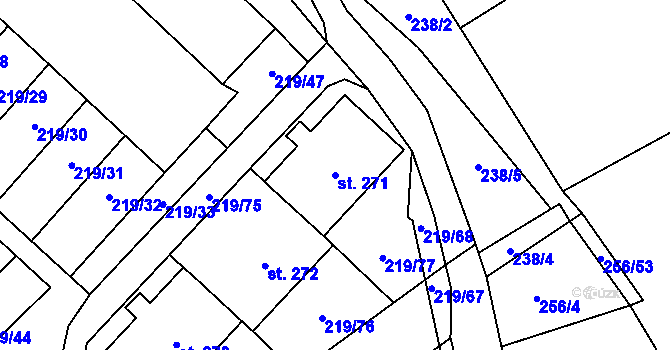 Parcela st. 271 v KÚ Jarošov nad Nežárkou, Katastrální mapa