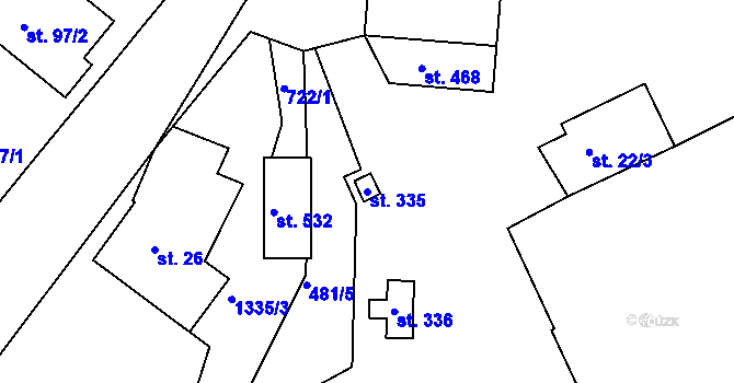 Parcela st. 335 v KÚ Jarošov nad Nežárkou, Katastrální mapa