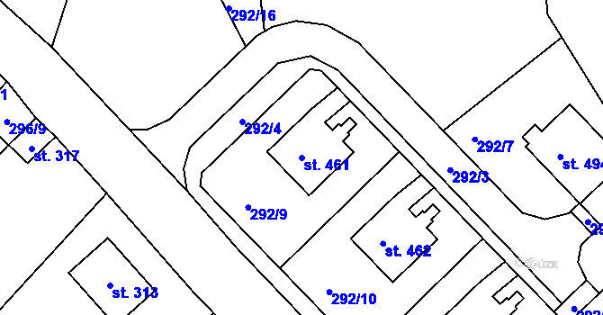 Parcela st. 461 v KÚ Jarošov nad Nežárkou, Katastrální mapa