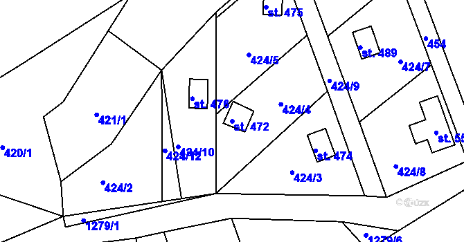 Parcela st. 472 v KÚ Jarošov nad Nežárkou, Katastrální mapa