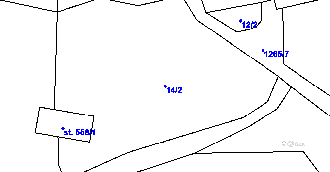 Parcela st. 14/2 v KÚ Jarošov nad Nežárkou, Katastrální mapa